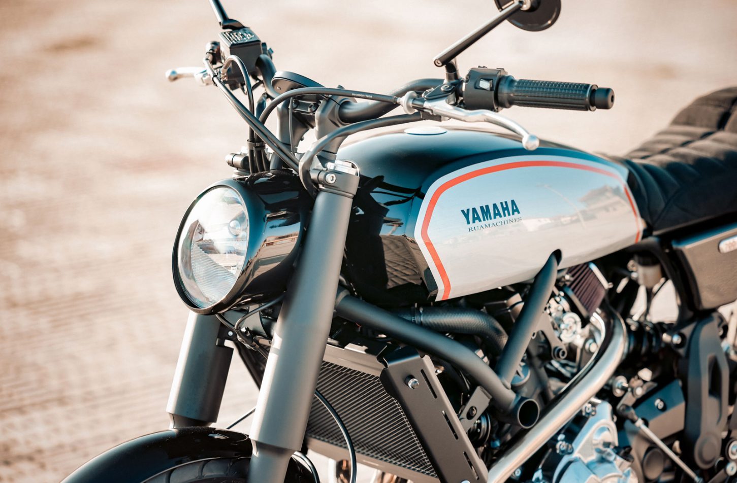 Detail shot of the XSR700's retro styling elements for the verdict section