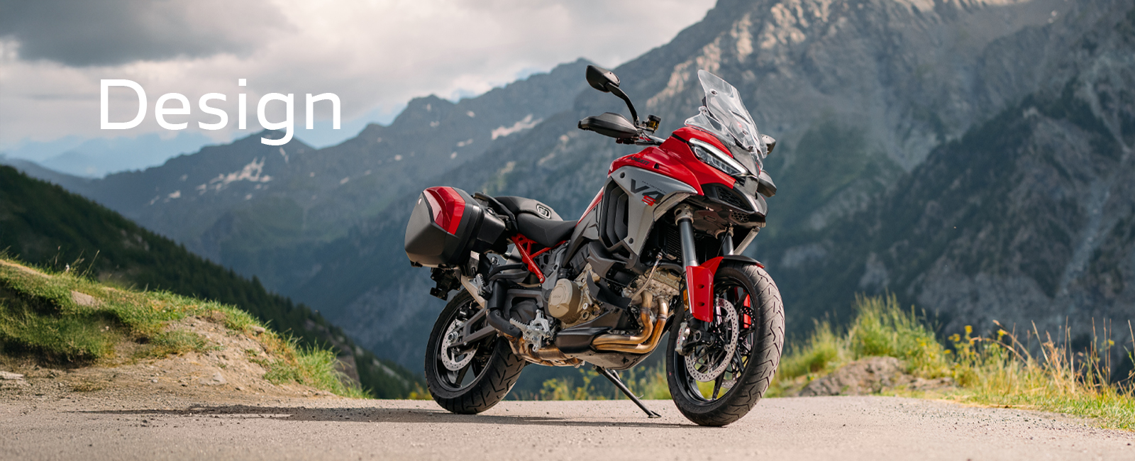 Ducati Multistrada V4 on sweeping tarmac road to illustrate tarmac performance section