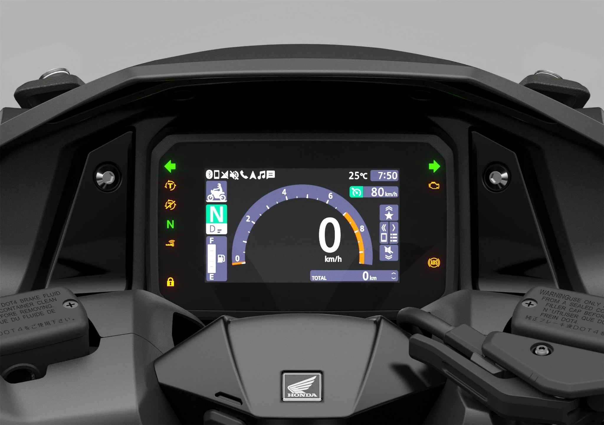 Close-up of Forza 750 tech and display panel