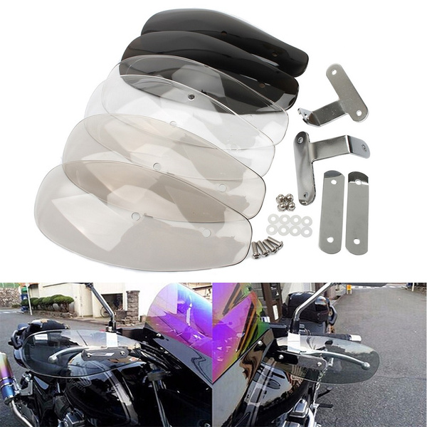 Universal windscreen and hand guards mounted on a motorcycle handlebar