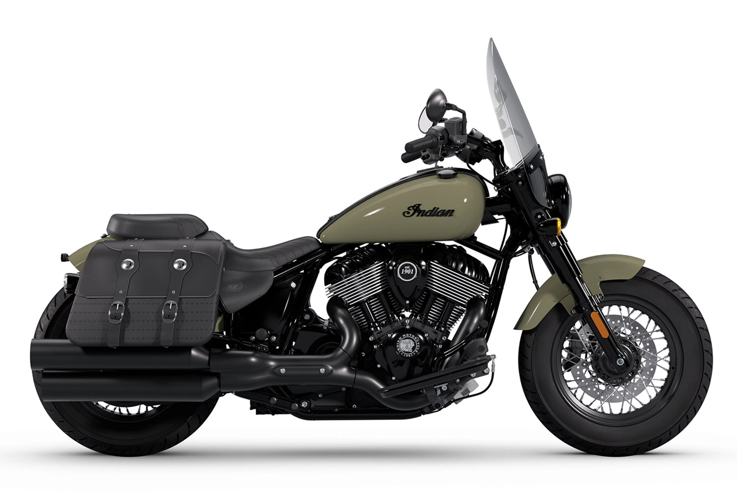 Indian Chief motorcycle on highway showcasing its touring presence