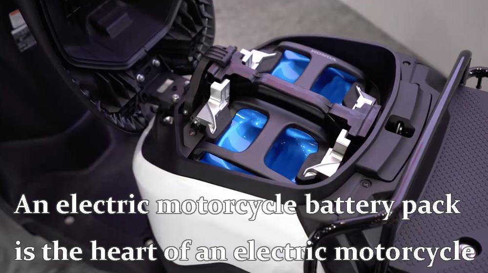 Close-up of integrated battery system in motorcycle chassis