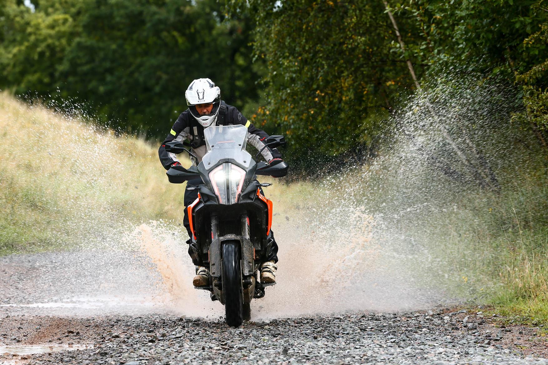 KTM adventure motorcycle on mixed terrain