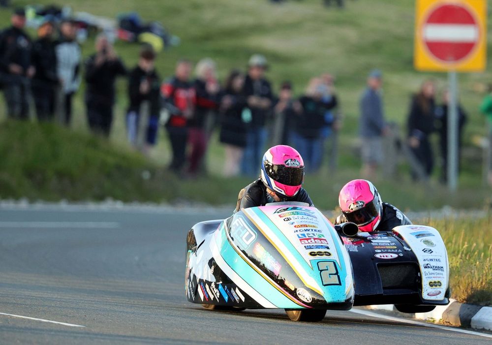 Sidecar outfit racing on the Mountain Course