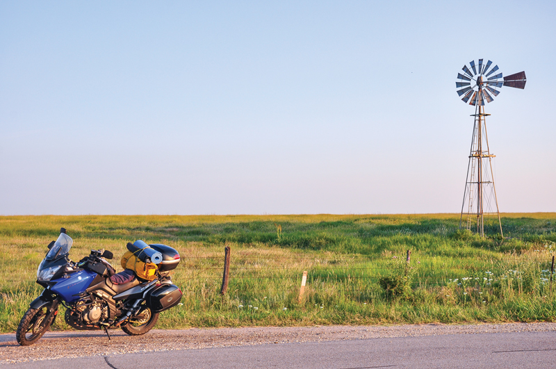 Open prairie highway in the Flint Hills of Kansas, suited for a touring or cruiser bike shot