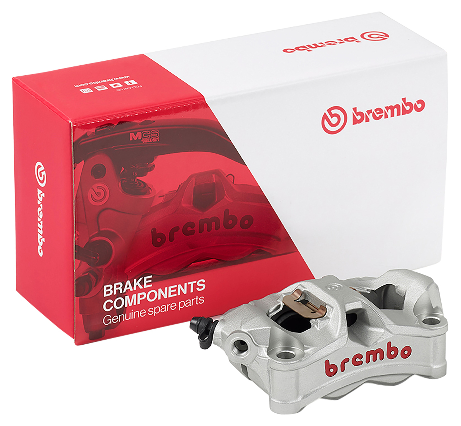Brembo brake caliper on superbike front wheel