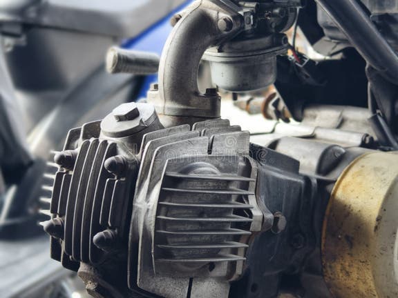 Detail shot of classic air-cooled cylinder fins