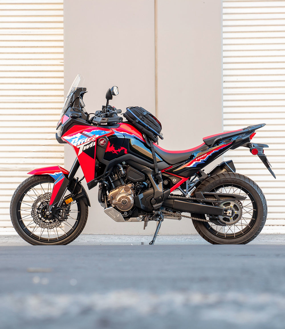 Close-up of a modern liquid-cooled motorcycle radiator