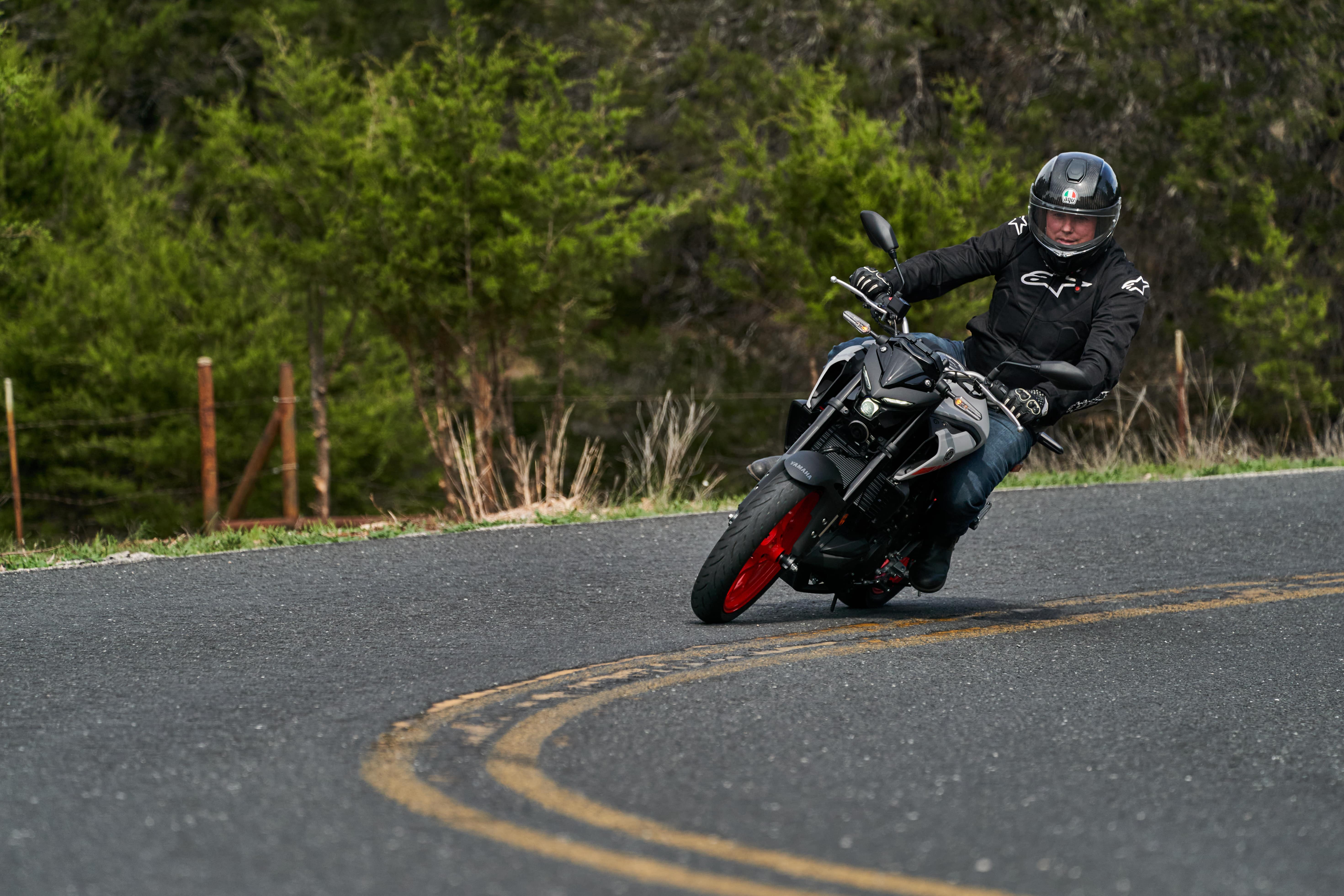 Small displacement motorcycle in urban setting