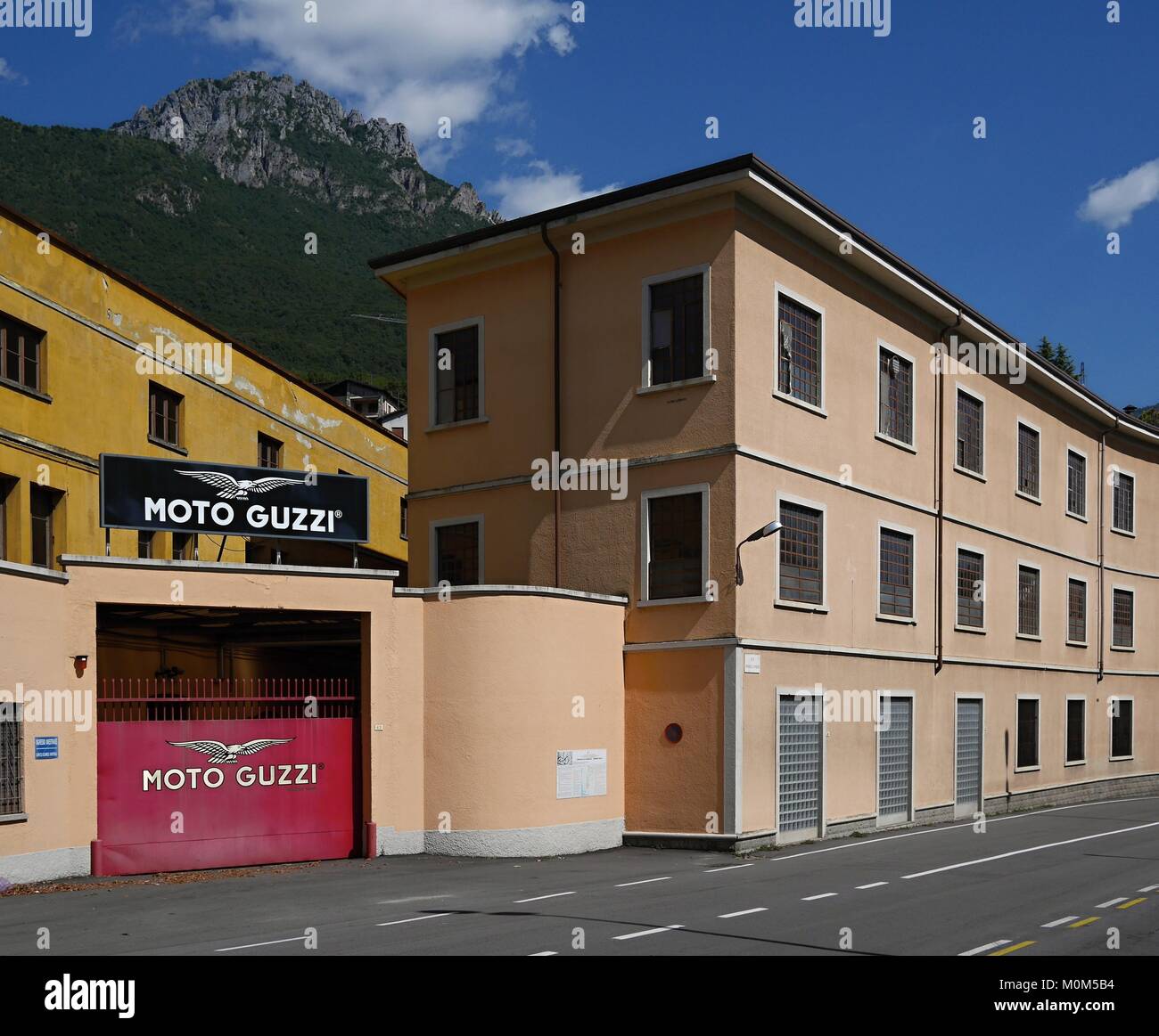 Image of the historic Moto Guzzi factory in Italy