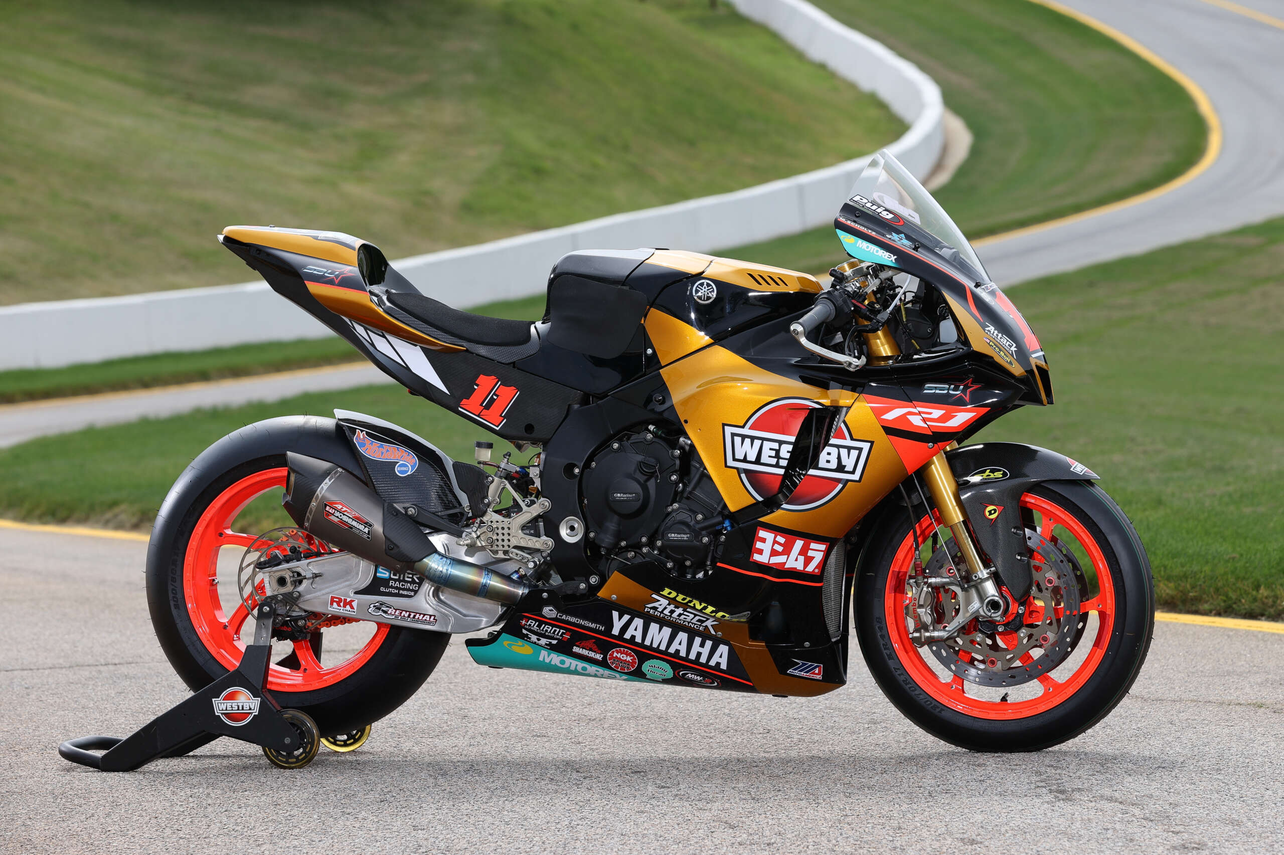 Holden or Yamaha R1 Superbike on track at Laguna Seca