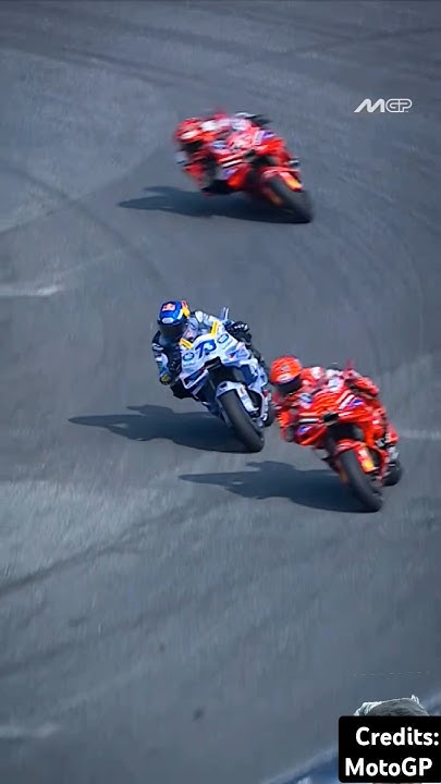Close racing battle between two MotoGP riders