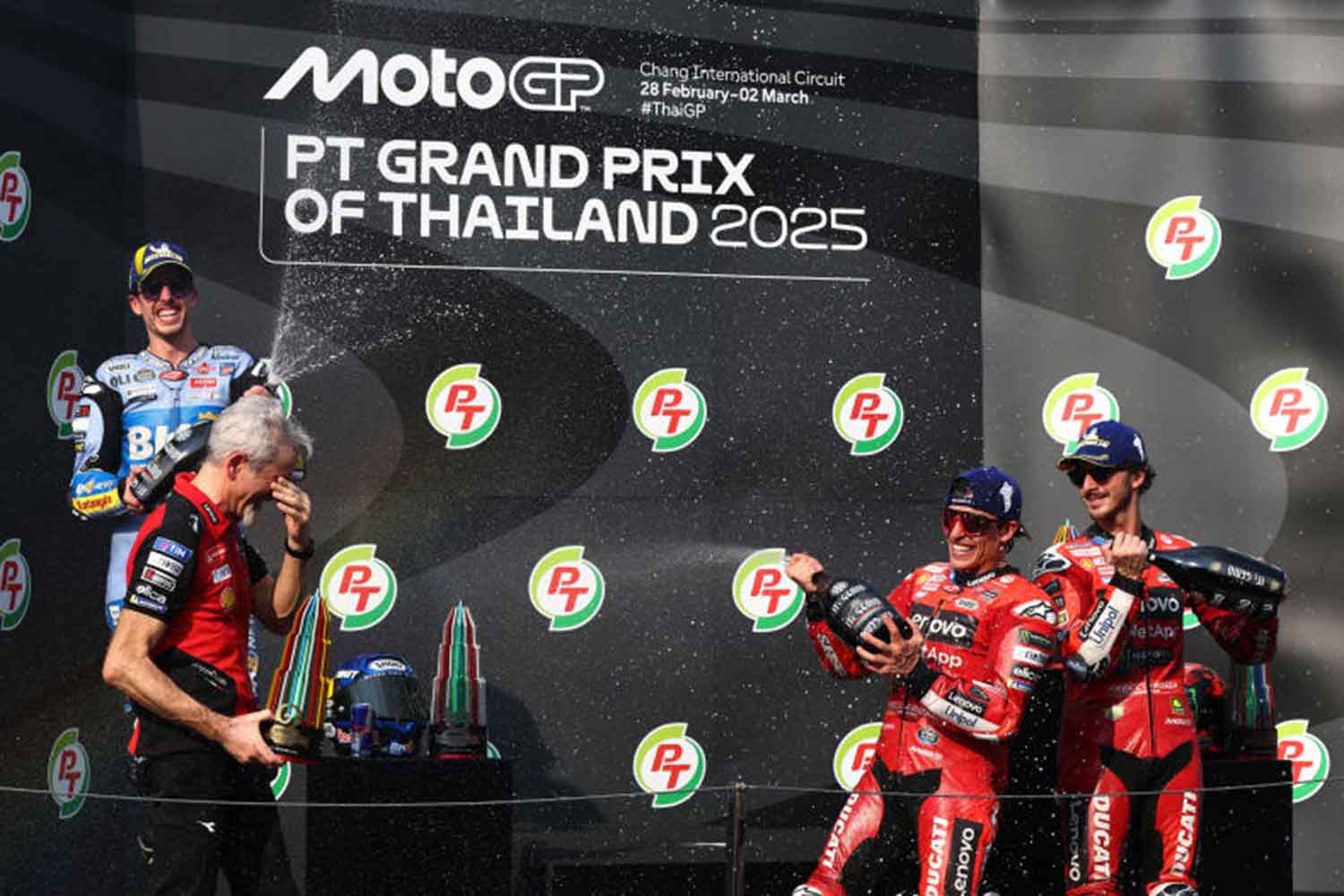 Podium celebration at Thai Grand Prix