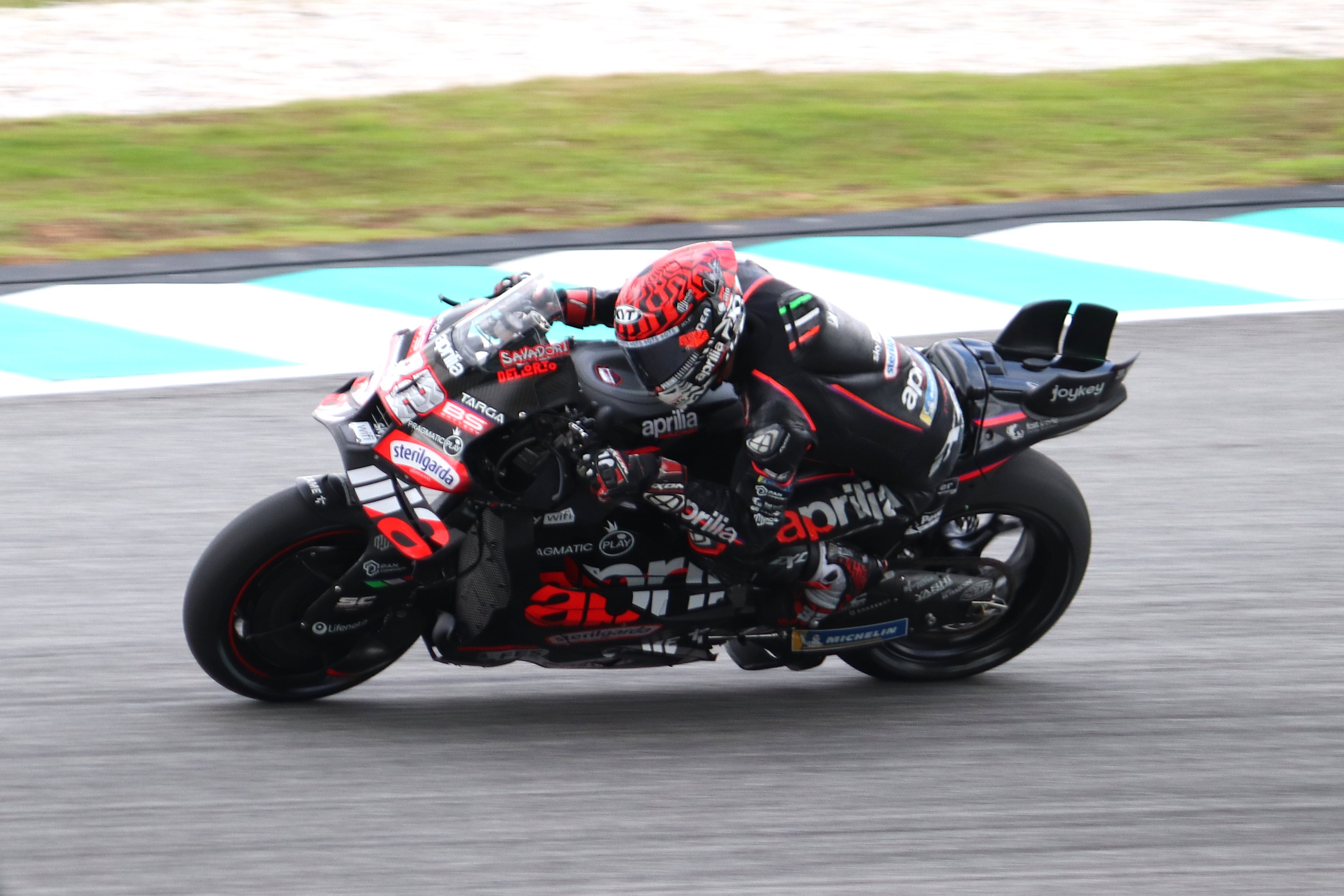 Aprilia factory MotoGP bike in action to illustrate their resurgence story