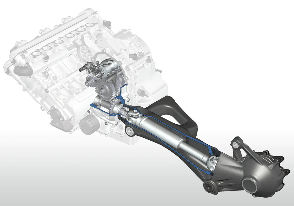 Shaft drive system on a large adventure or touring motorcycle