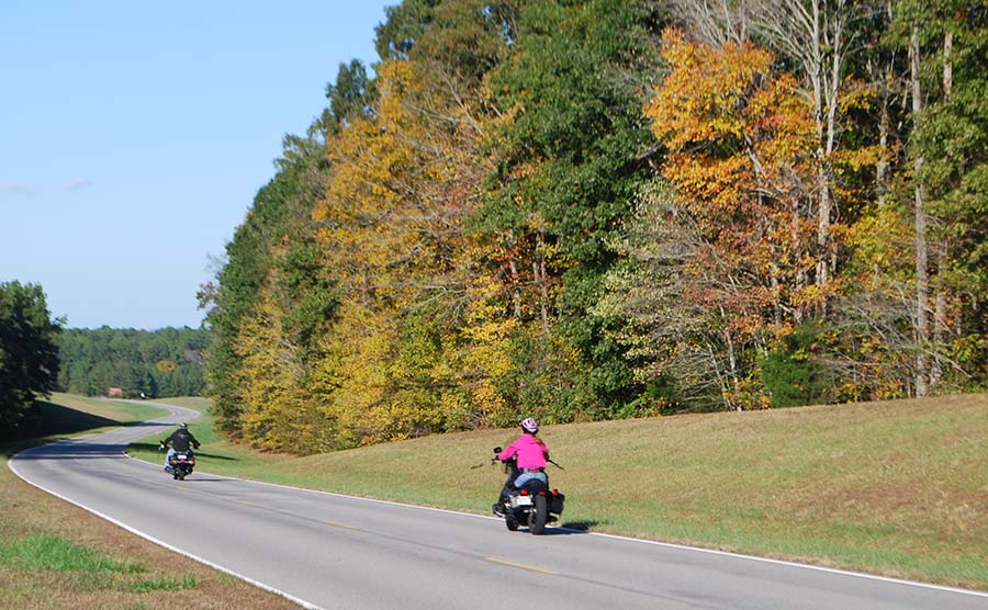 Scenic Tennessee countryside riding route in autumn