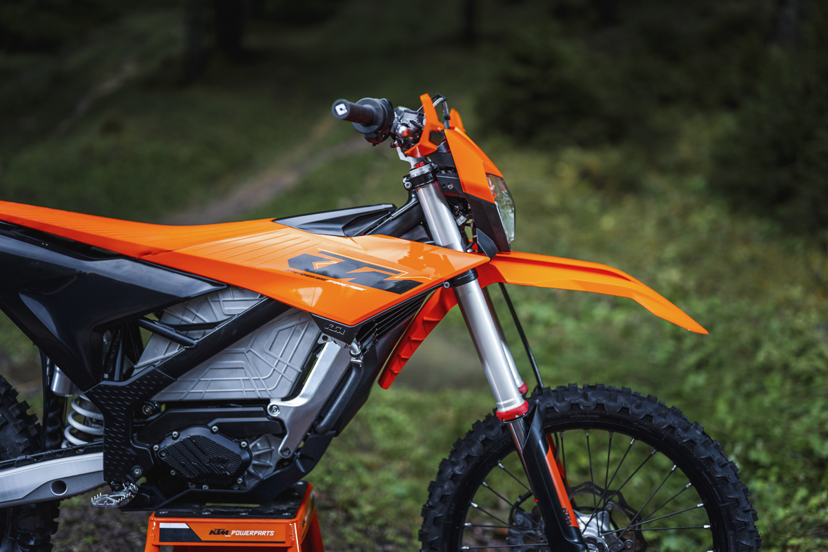 KTM electric off-road motorcycle on display