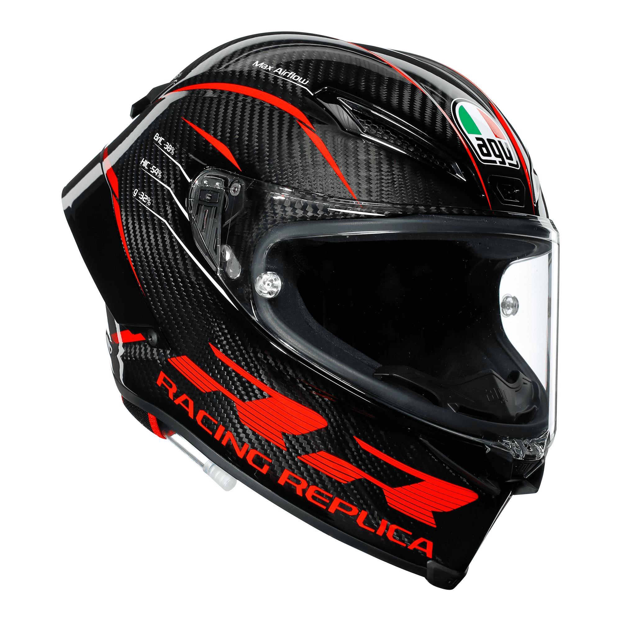 AGV Pista GP RR helmet showing aerodynamic profile and carbon shell