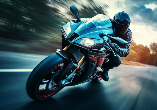 Image of a motorcycle at high speed