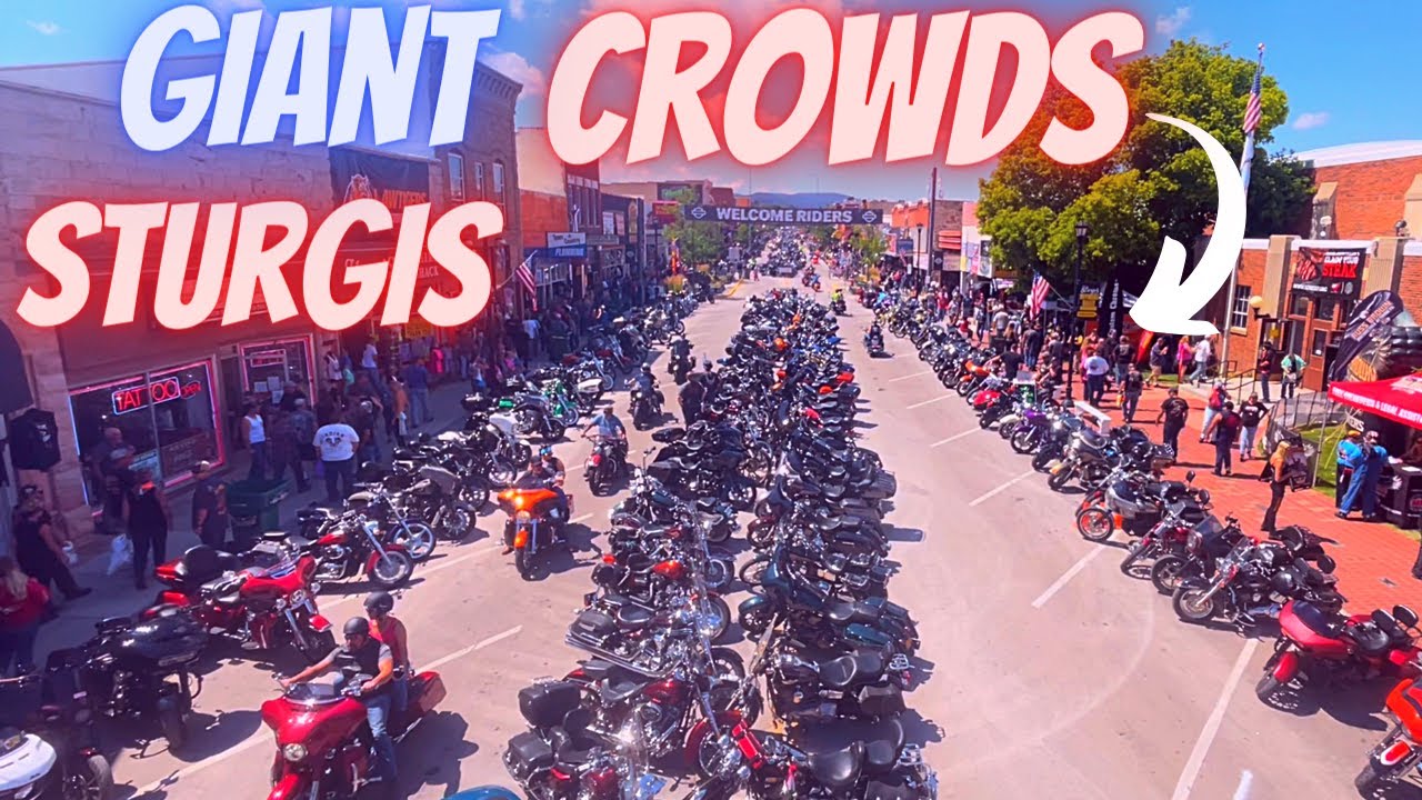 Hero image showing the iconic Main Street Sturgis packed with motorcycles and riders