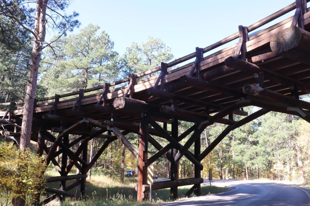 Motorcycle riding through the iconic Needles Highway in the Black Hills