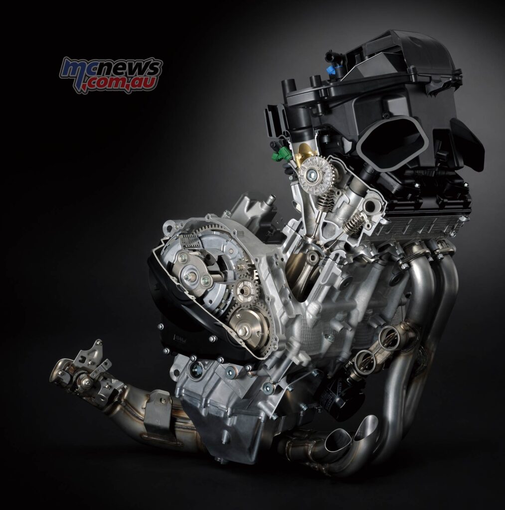 Engine detail shot for the GSX-R1000 section