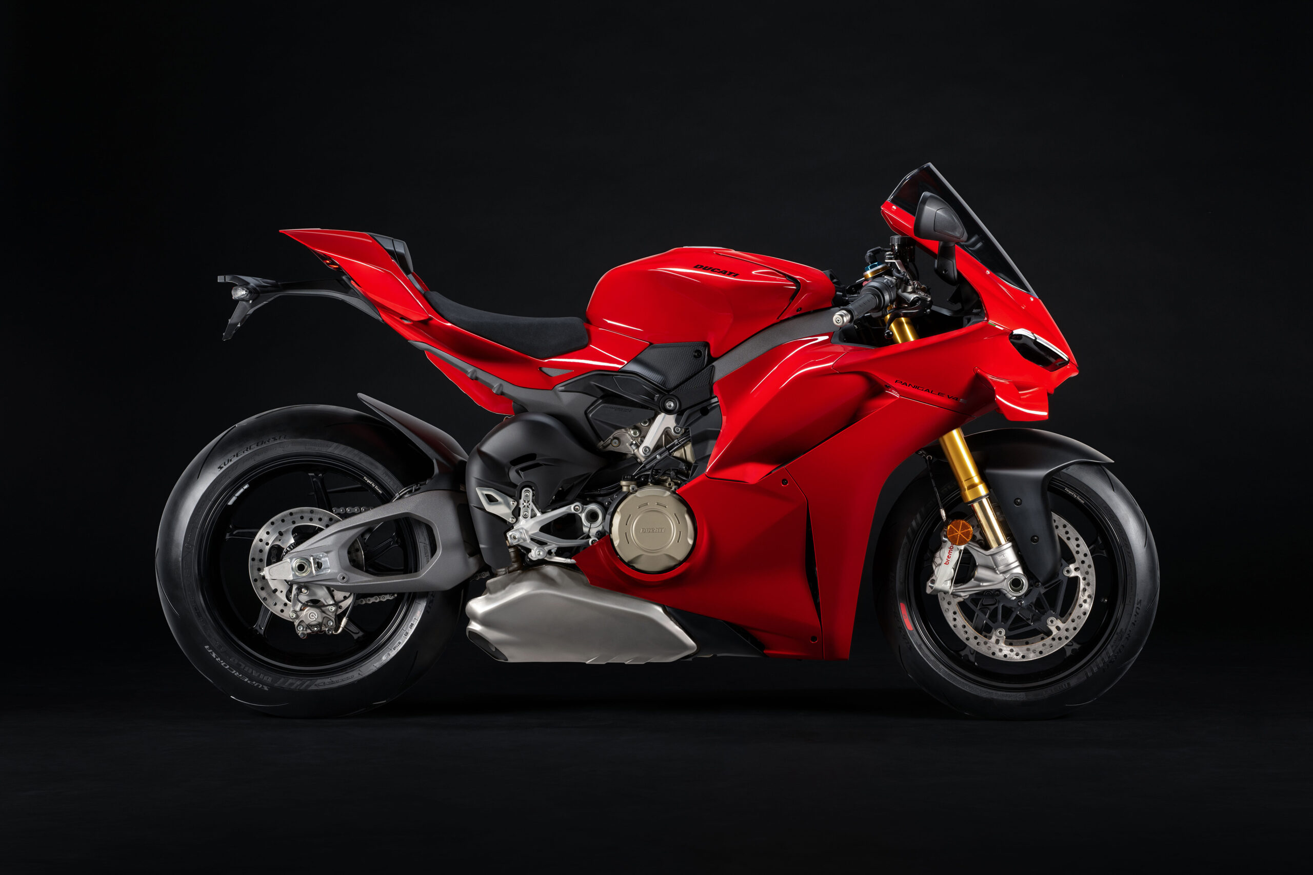 Ducati Panigale V4S showcasing its aerodynamic winglets and aggressive Italian styling