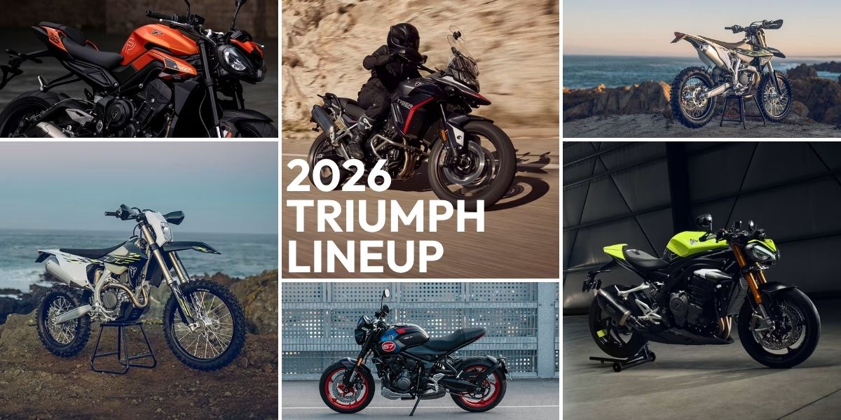 Hero/featured image showing a dramatic view of a new Triumph motorcycle