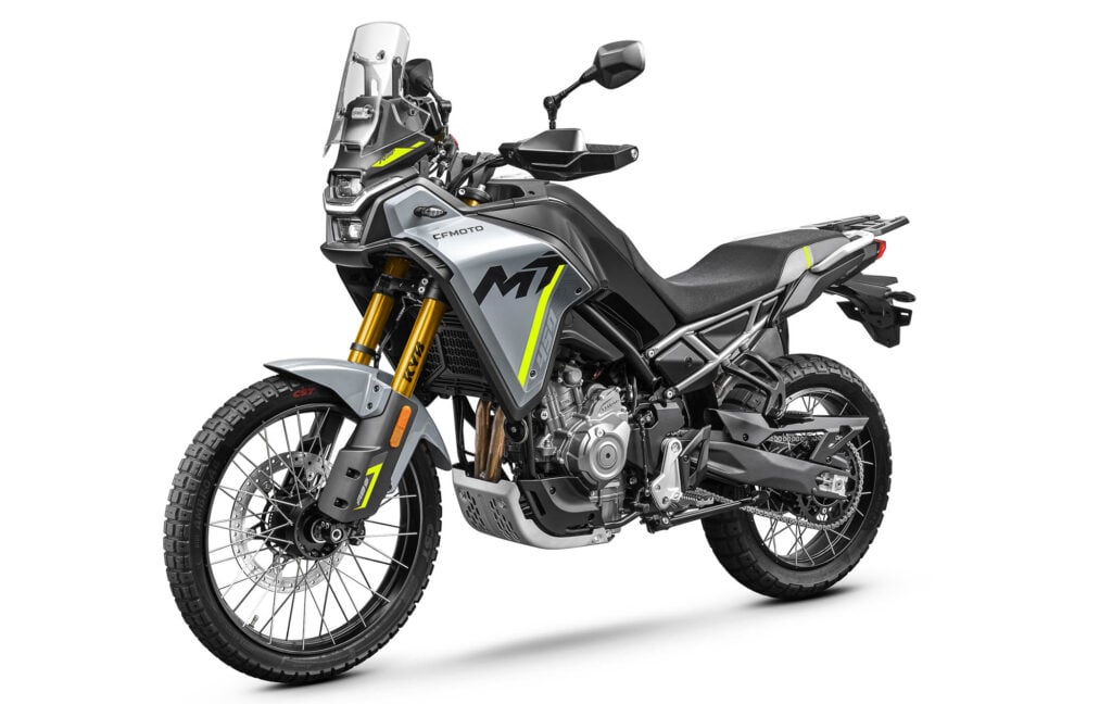 CFMoto 450MT in an adventure setting