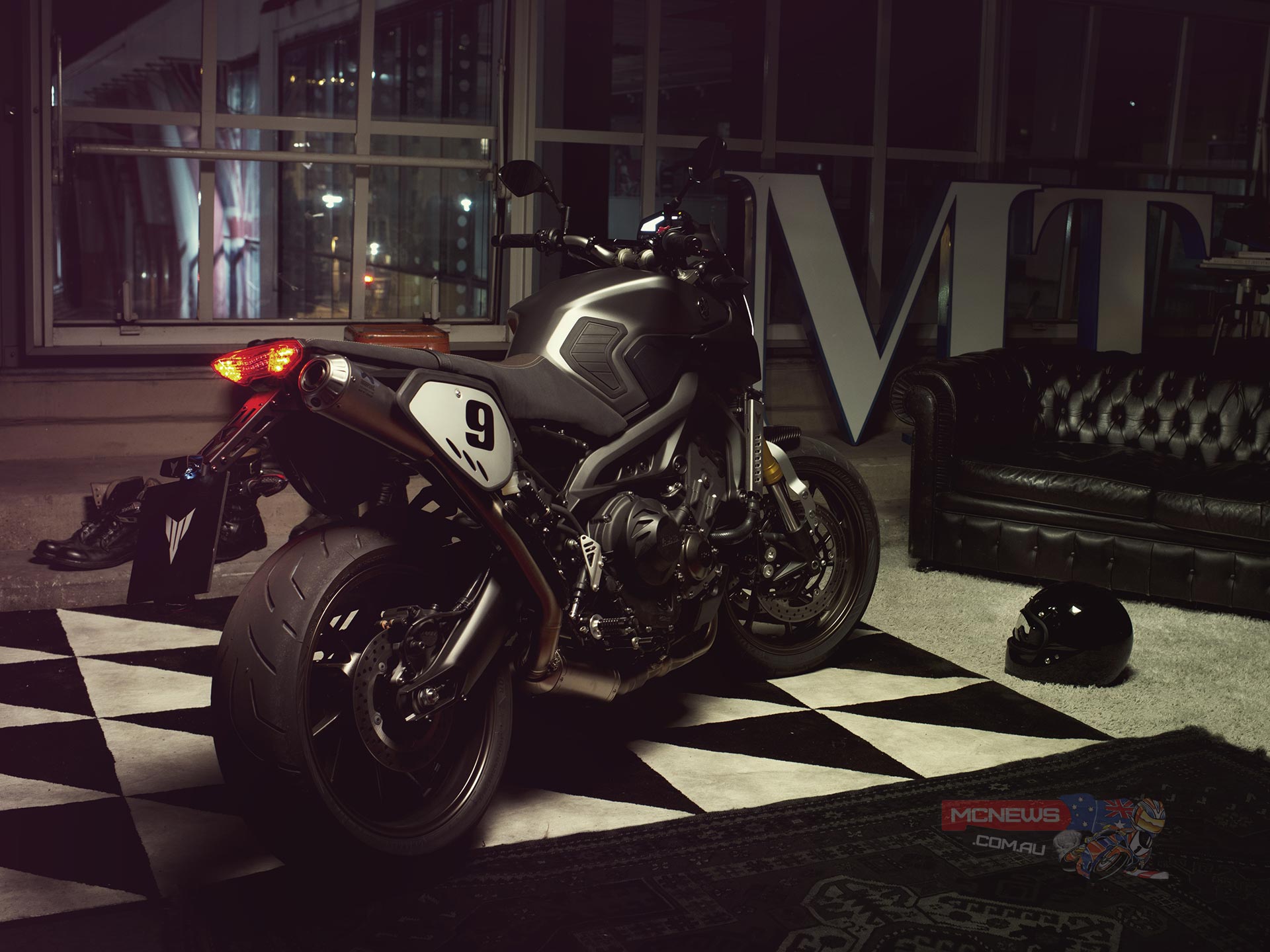 Action shot of the MT-09 on canyon or urban road