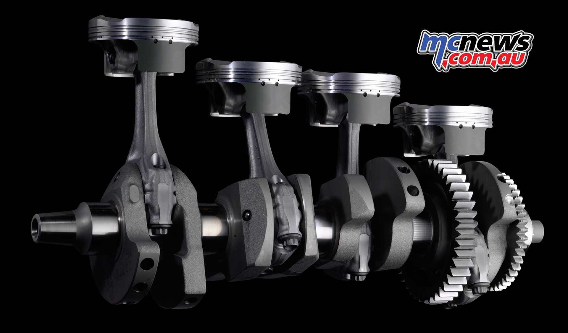 Close-up of the crossplane inline-four engine to accompany specs section