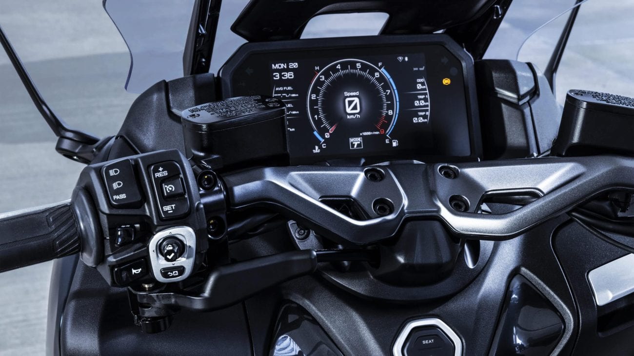Cockpit view showing the TFT display and electronics interface
