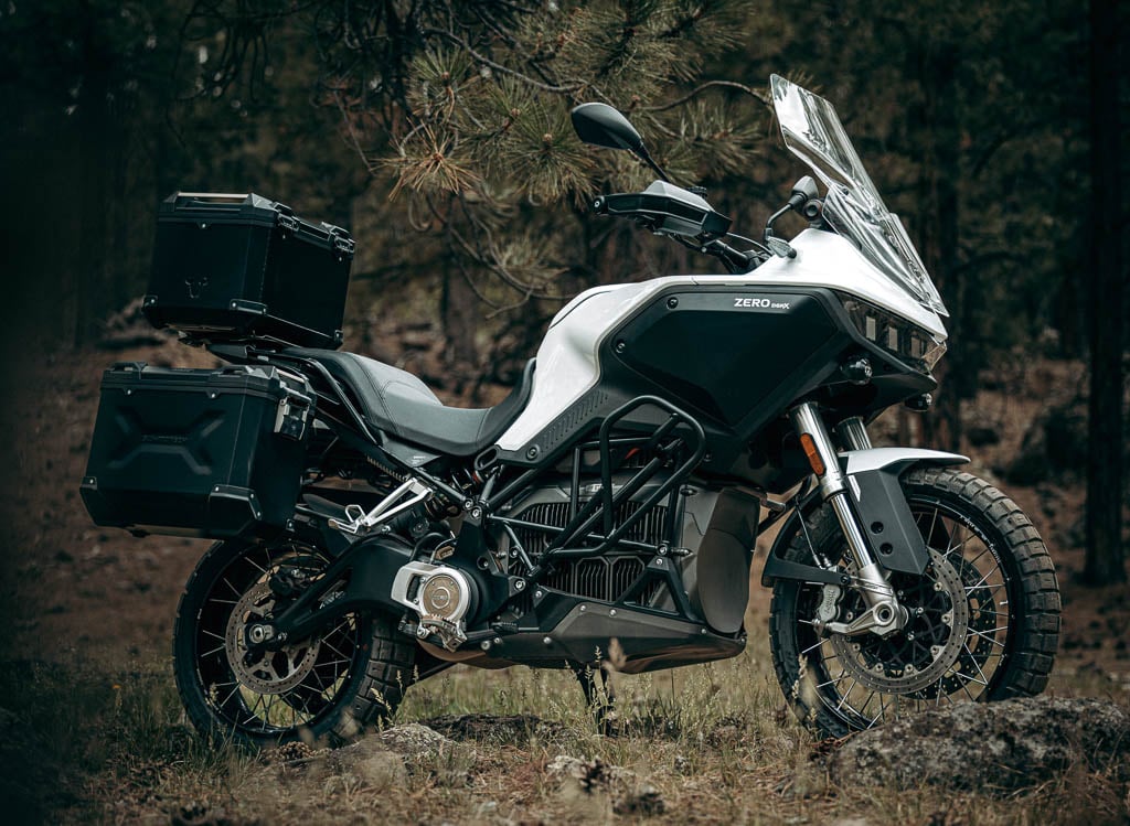 Zero DSR/X or similar Zero electric adventure bike on trail or road